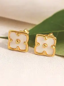 LeCalla 925 Sterling Silver Gold-Plated Contemporary Studs Earrings