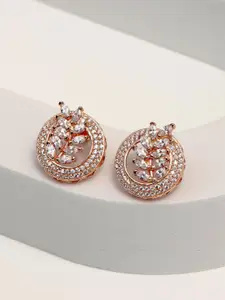 LeCalla Rose Gold-Plated Cubic Zirconia-Studded Sterling Silver Studs Earrings