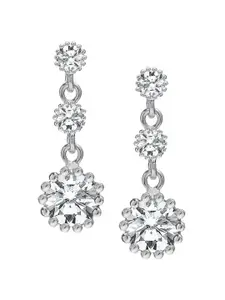 LeCalla 925 Sterling Silver Plated Cubic Zirconia Studded Drop Earrings