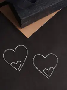 LeCalla Silver Plated 925 Sterling Silver Contemporary Hoop Earrings