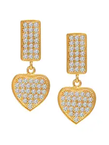 LeCalla 925 Sterling Silver Gold-Plated Cubic Zirconia Studded Drop Earrings