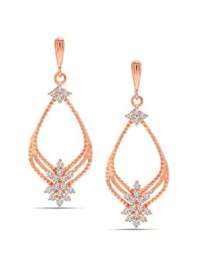 LeCalla 925 Sterling Silver Rose Gold-Plated Cubic Zirconia Studded Drop Earrings