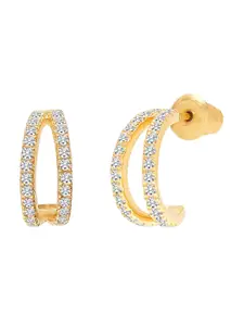 LeCalla Gold-Plated Contemporary 925 Sterling Silver Half Hoop Earrings