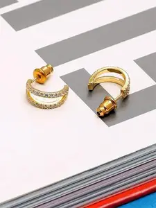 LeCalla Gold-Plated Contemporary 925 Sterling Silver Half Hoop Earrings
