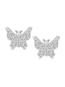 LeCalla Rhodium Plated Contemporary Stud Earrings
