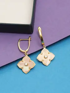 LeCalla 925 Sterling Silver Gold-Plated Cubic Zirconia Studded Floral Drop Earrings