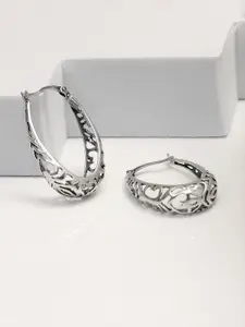 LeCalla 925 Sterling Silver Plated Contemporary Hoops