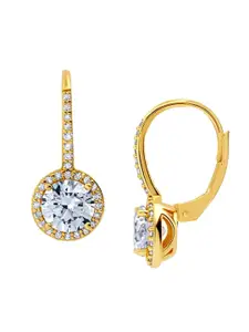 LeCalla Gold-Plated Cubic Zirconia Contemporary 92.5 Sterling Silver Hoop Earrings