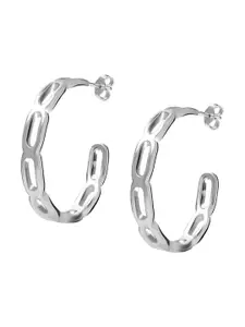 LeCalla 925 Sterling Silver Plated Contemporary Half Hoop Earrings