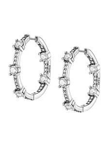 LeCalla Silver Plated Contemporary Hoop Earrings