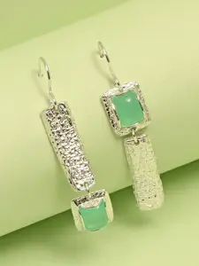 LeCalla Silver Plated Artificial Stones-Studded Sterling Silver Drop Earrings