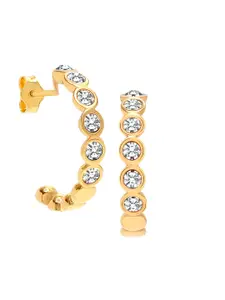 LeCalla 925 Sterling Silver Gold-Plated Cubic Zirconia Studded Hoop Earrings