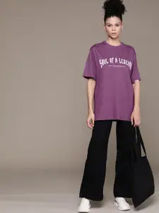 The Roadster Lifestyle Co. Printed Oversize Pure Cotton T-shirt