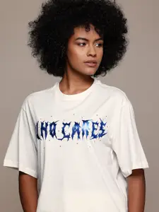 The Roadster Lifestyle Co. Printed Drop-Shoulder Sleeves Cotton Oversized T-shirt