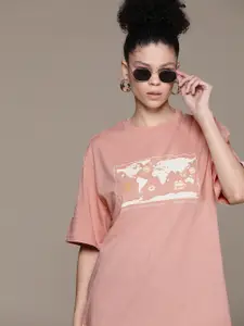 The Roadster Lifestyle Co. Women Printed Pure Cotton Oversized T-shirt