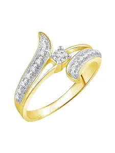 Vighnaharta Gold Plated & Cubic Zirconia Studded Ring With Rose Box