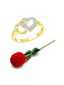 Vighnaharta Gold Plated & CZ Studded Finger Ring