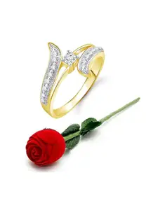 Vighnaharta Gold Plated & CZ Studded Finger Ring