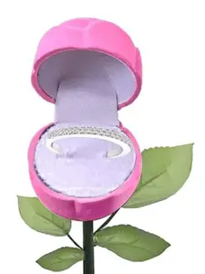 Vighnaharta Silver-Plated Cz Stone-Studded Couple Heart Ring & Rose Box