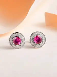 Ornate Jewels 925 Sterling Silver Ruby Halo Stud Earrings