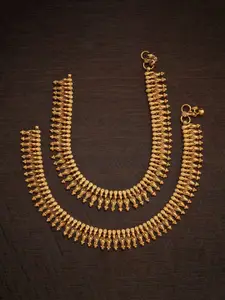 Kushal's Fashion Jewellery Set of 2 Gold-Plated Antique Anklets