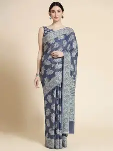 koram design Ethnic Motifs embroidered Chikankari Cotton Saree