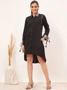 First Resort by Ramola Bachchan Shirt Collar Sequined Cotton Shirt Dress