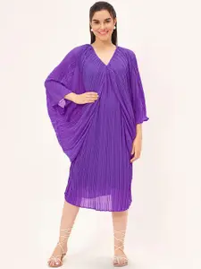 First Resort by Ramola Bachchan V-Neck Flared Sleeve Pleated A-Line Kaftan Dress