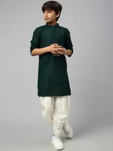 Sangria Boys Mandarin Collar Chikankari Embroidered Kurta Set