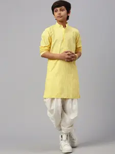 Sangria Boys Chikankari Embroidered Straight Kurta With Dhoti Pant