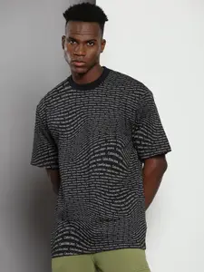 Calvin Klein Jeans Typography Printed Cotton Round Neck Monochrome Pockets Relaxed Fit T-shirt