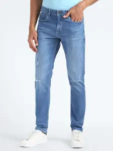 Flying Machine Men Tapered Fit Low Distress Heavy Fade Stretchable Jeans