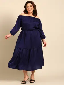 The Pink Moon Off-Shoulder Satin Fit and Flare Dress