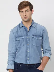 Mufti Slim Fit Faded Opaque Faded Cotton Casual Shirt