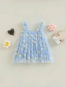 BAESD Girls Floral Printed Fit and Flare Opaque Party Dress