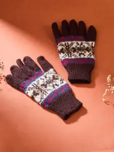 Fabindia Women Patterned Acrylic Winter Hand Gloves