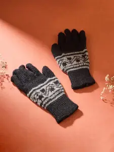 Fabindia Women Patterned Acrylic Winter Hand Gloves