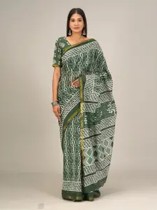 JALTHER Ethnic Motifs Printed Zari Pure Cotton Saree