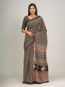 JALTHER Ethnic Motifs Printed Zari Pure Cotton Saree
