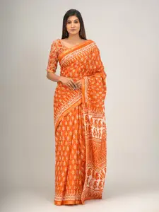 JALTHER Ethnic Motifs Printed Zari Pure Cotton Saree
