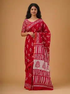 JALTHER Ethnic Motifs Printed Zari Pure Cotton Saree