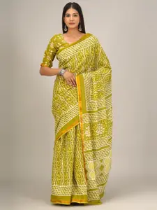 JALTHER Ethnic Motifs Printed Zari Pure Cotton Saree