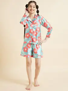 Cherry & Jerry Girls Printed Satin Night Suit