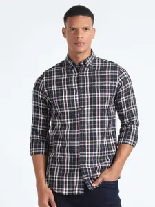 Flying Machine Tartan Checked Button Down Collar Casual Shirt