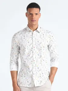 Flying Machine Slim Fit Floral Printed Pure Cotton Casual Shirt
