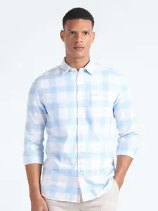 Flying Machine Slim Fit Tartan Checked Oxford Weave Pure Cotton Casual Shirt