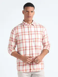 Flying Machine Slim Fit Tartan Checked Twill Weave Pure Cotton Casual Shirt