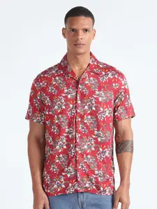 Flying Machine Floral Printed Cuban Collar Casual Shirt