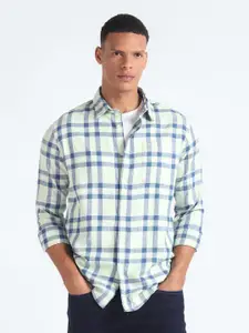Flying Machine Slim Fit Tartan Checked Twill Weave Pure Cotton Casual Shirt