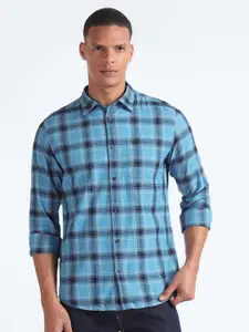 Flying Machine Slim Fit Tartan Checked Twill Weave Pure Cotton Casual Shirt